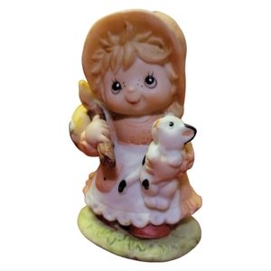 Vtg Homco Figurine Porcelain Hobo Girl Kitten Patches Bonnet